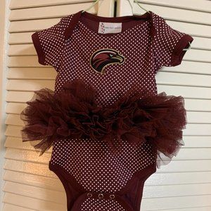 TWO FEET AHEAD COLLEGIATE ONESY W/ TUTU RUFFLES NWOT